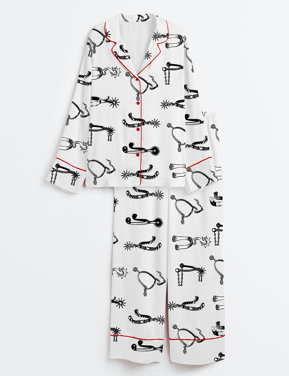 Women’s Western Farmer Vintage Cowboy Rodeo Spurs Long Sleeve Satin Pajama Set