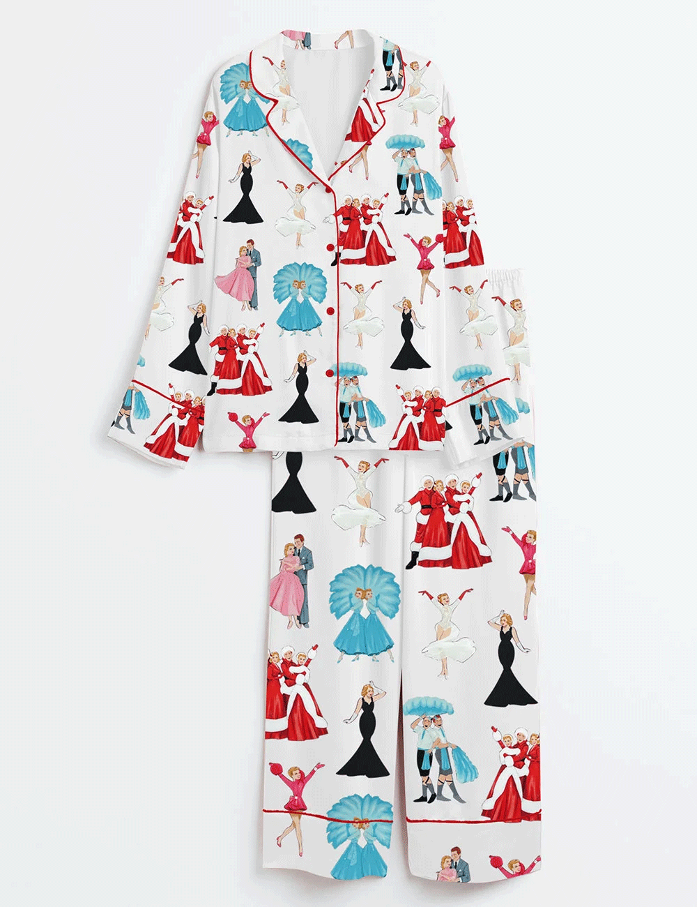 Women's White Christmas Satin Pajama Set 