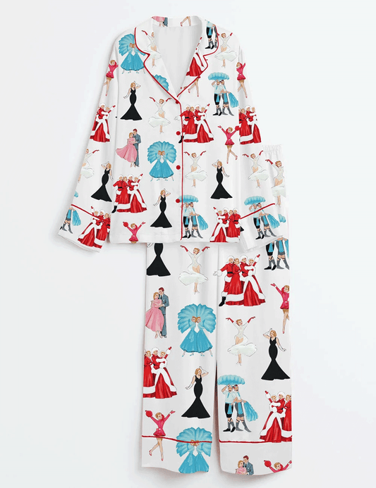 Women's White Christmas Satin Pajama Set 