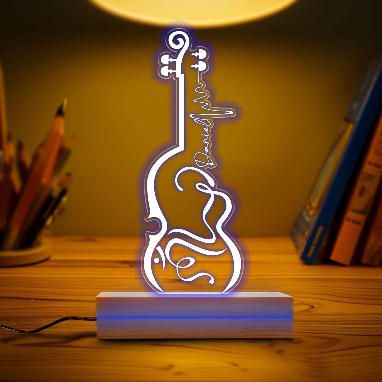 Personalized Guitar LED Night Light Lamp, Personalized with Your Name or Text, Music Theme Gift, Gift for Guitarist, Gift for Music Lovers.