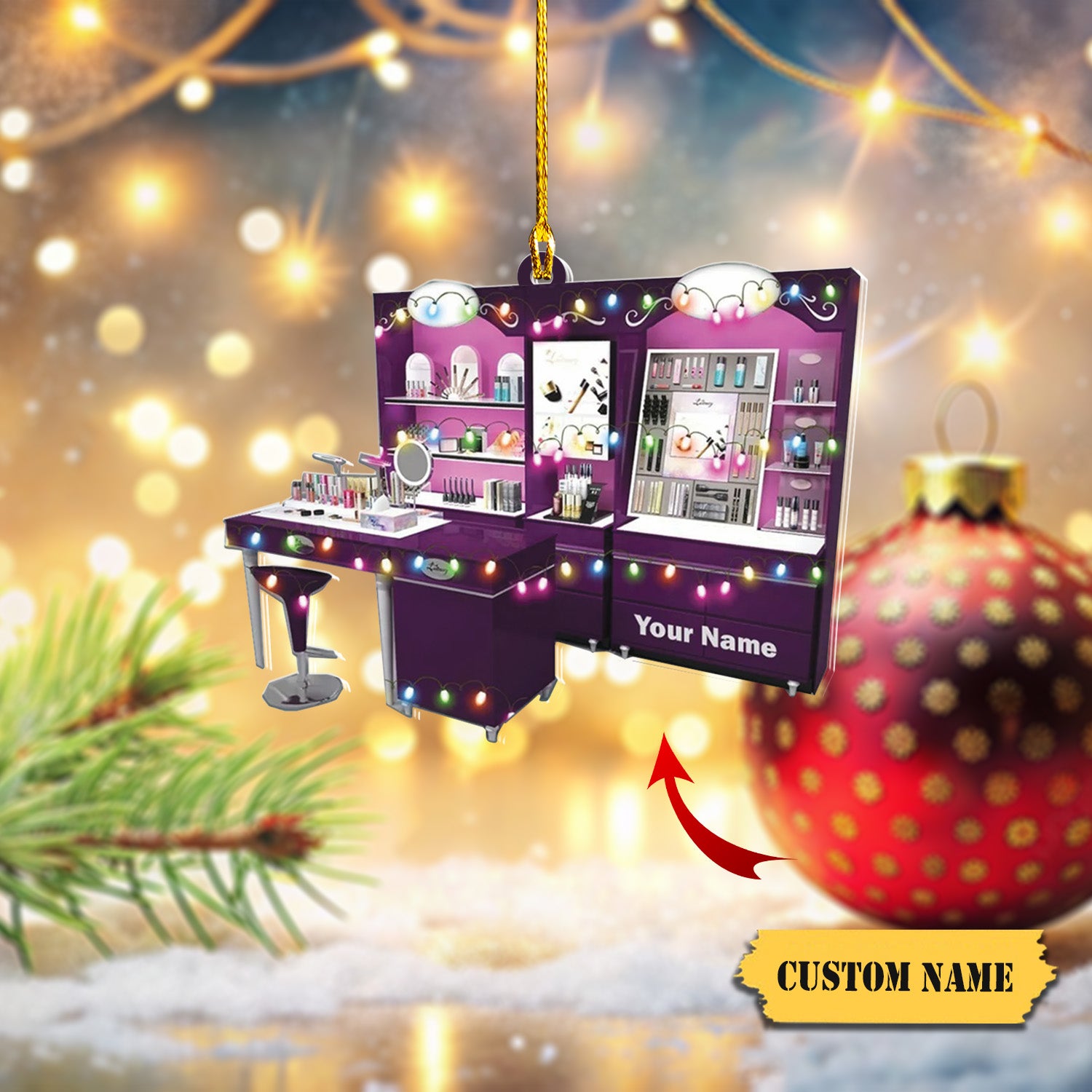 Cosmetics Make-up Designer Ornament,Makeup Showcase Artist Christmas Ornament, Ornament Decoration, Ornament Christmas