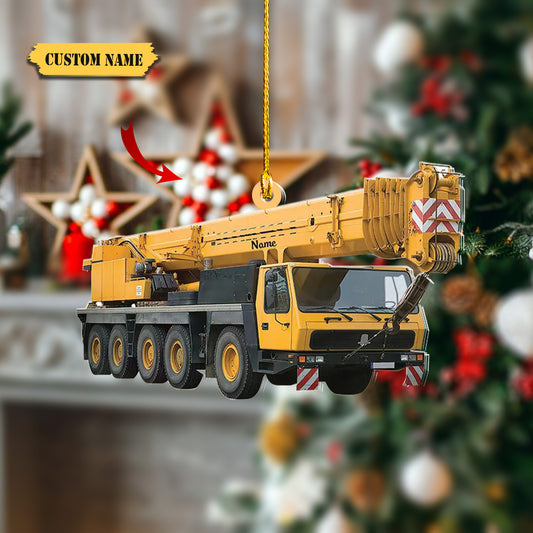 Custom Crane Vehicles Ornament, Heavy Equipment Operator Ornament, Excavator Car 2, Ornament Decoration, Ornament For Gift, Ornament Christmas