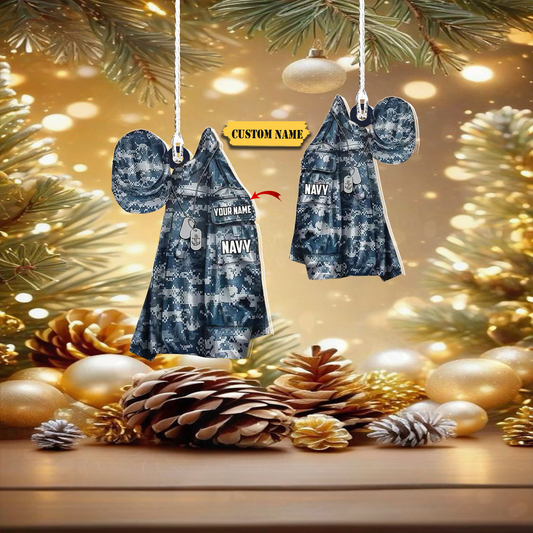 Custom Navy Uniform Hanging Ornament, Gift for Navy Military Family Christmas, Ornament Decoration, Ornament For Gift, Ornament Christmas
