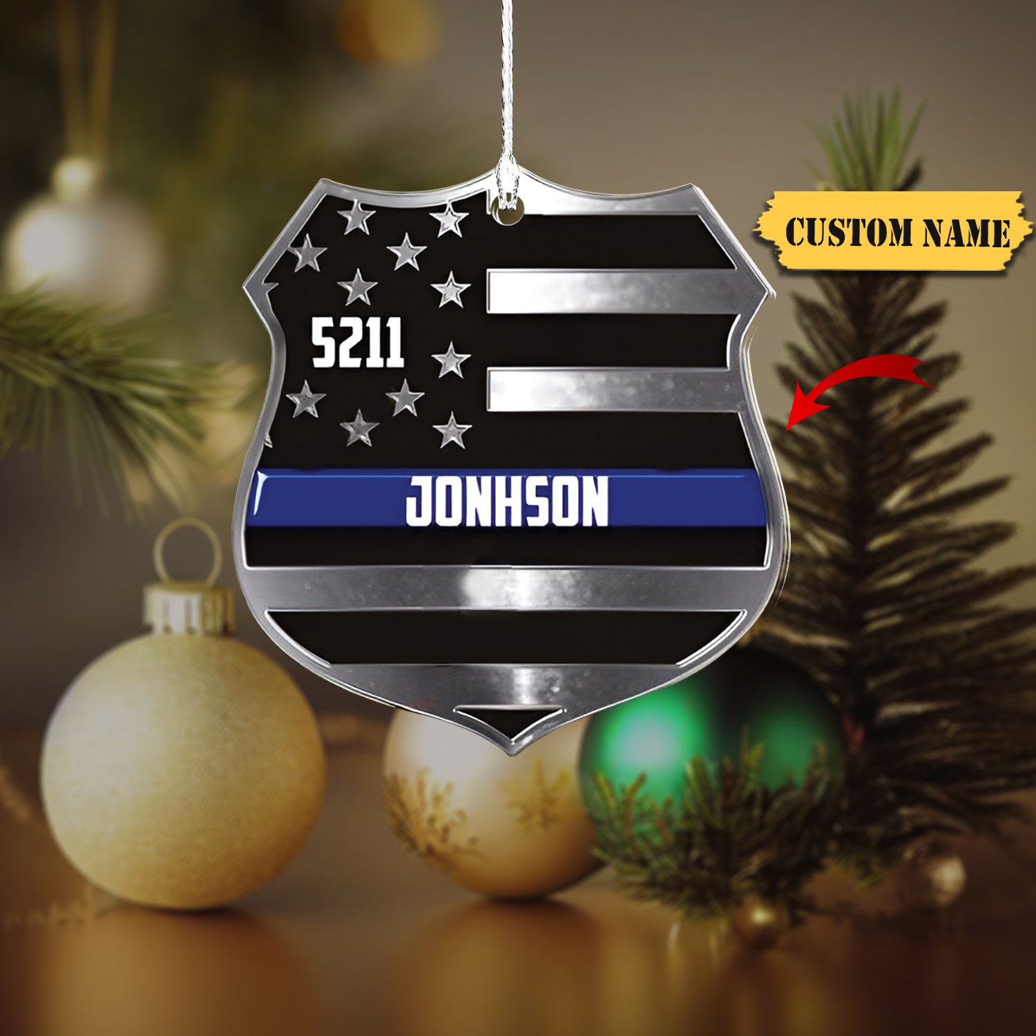 Custom Shaped Ornament - Police - Dah 147 Christmas Ornament, Ornament For Him, Gift For Him, Ornament Christmas