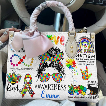Lorva Personalized Autism Leather Bag Happy Mom