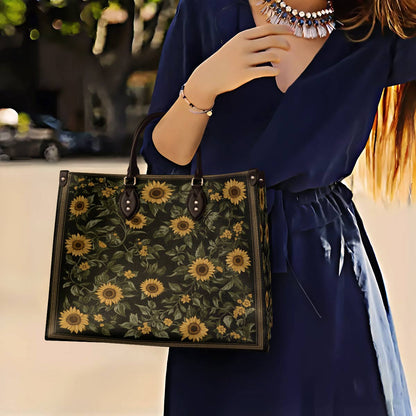 Leather Bag Classical Sunflowers