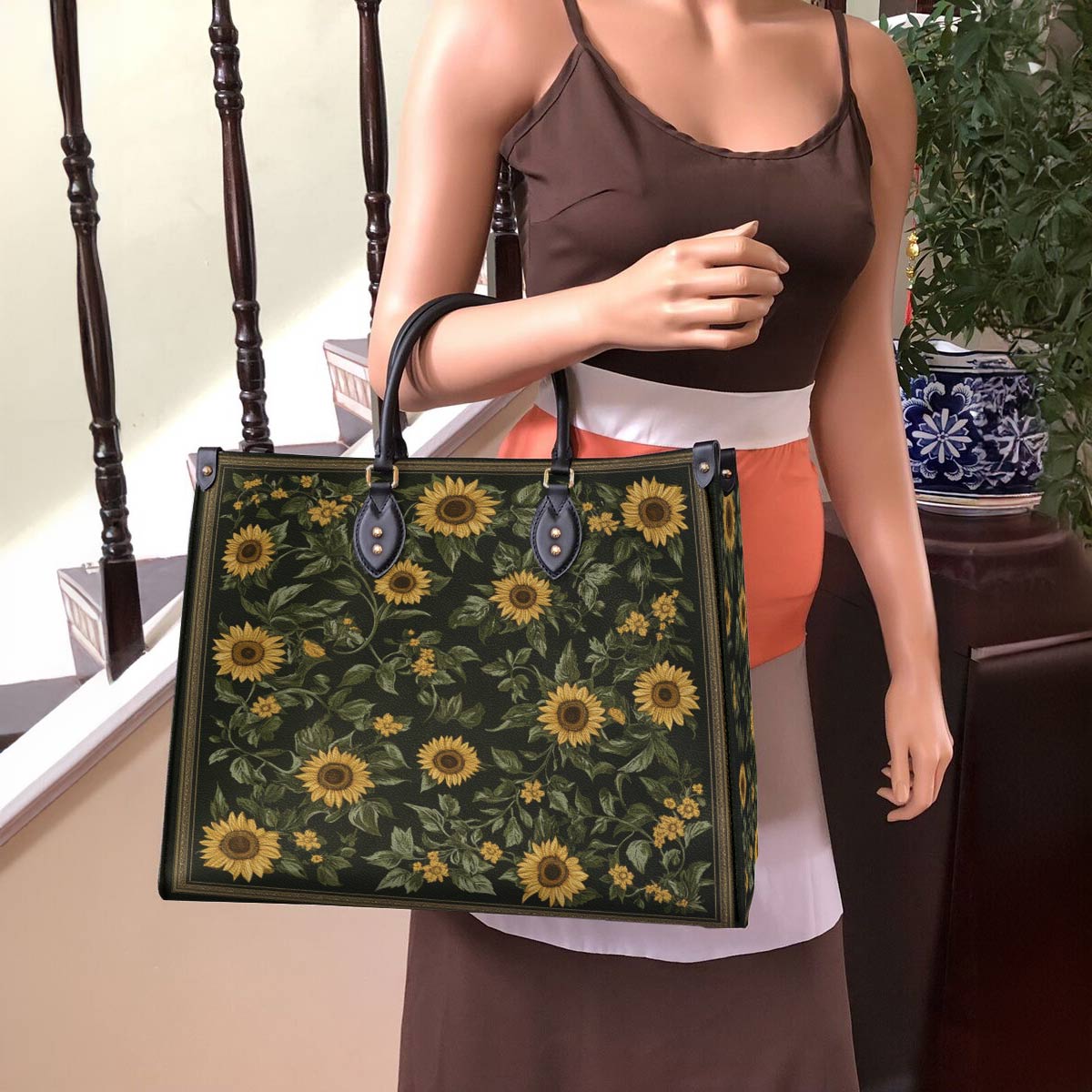 Leather Bag Classical Sunflowers