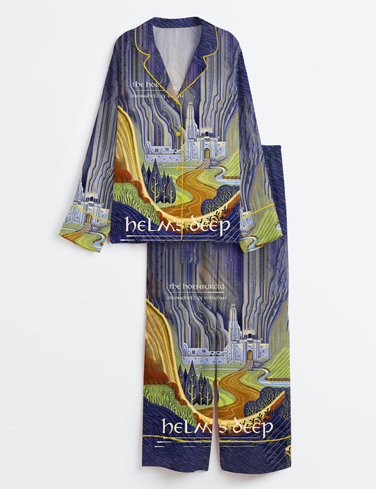 Women’s Lord Of The Rings Helm's Deep Travel Long Sleeve Satin Pajama Set