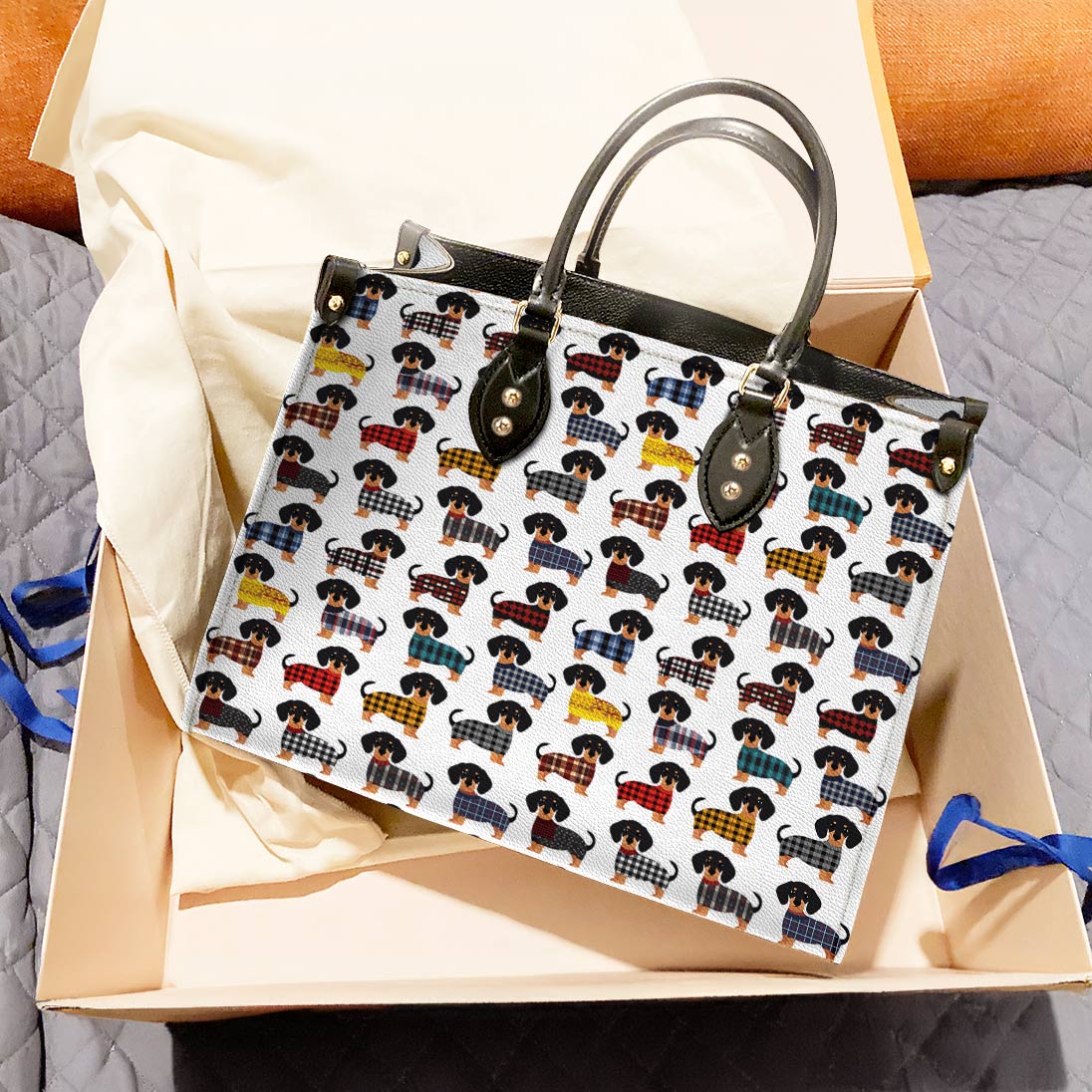 Leather Bag Amazing Flannel Dachshund