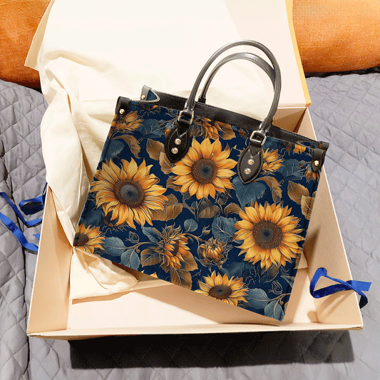 Leather Bag Rustic Sunflower