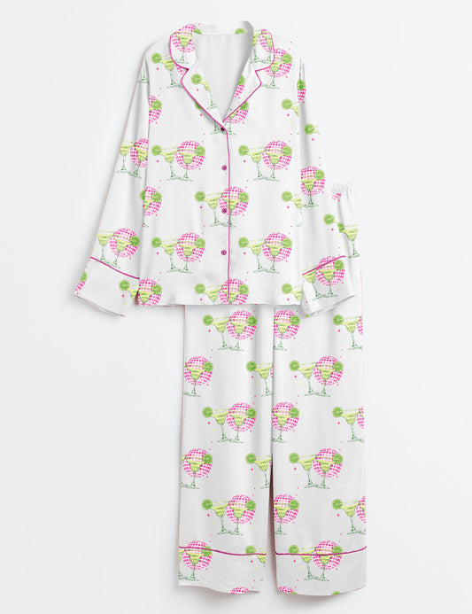 Women’s Margs and Matrimony Final Fiesta Wine Long Sleeve Satin Pajama Set