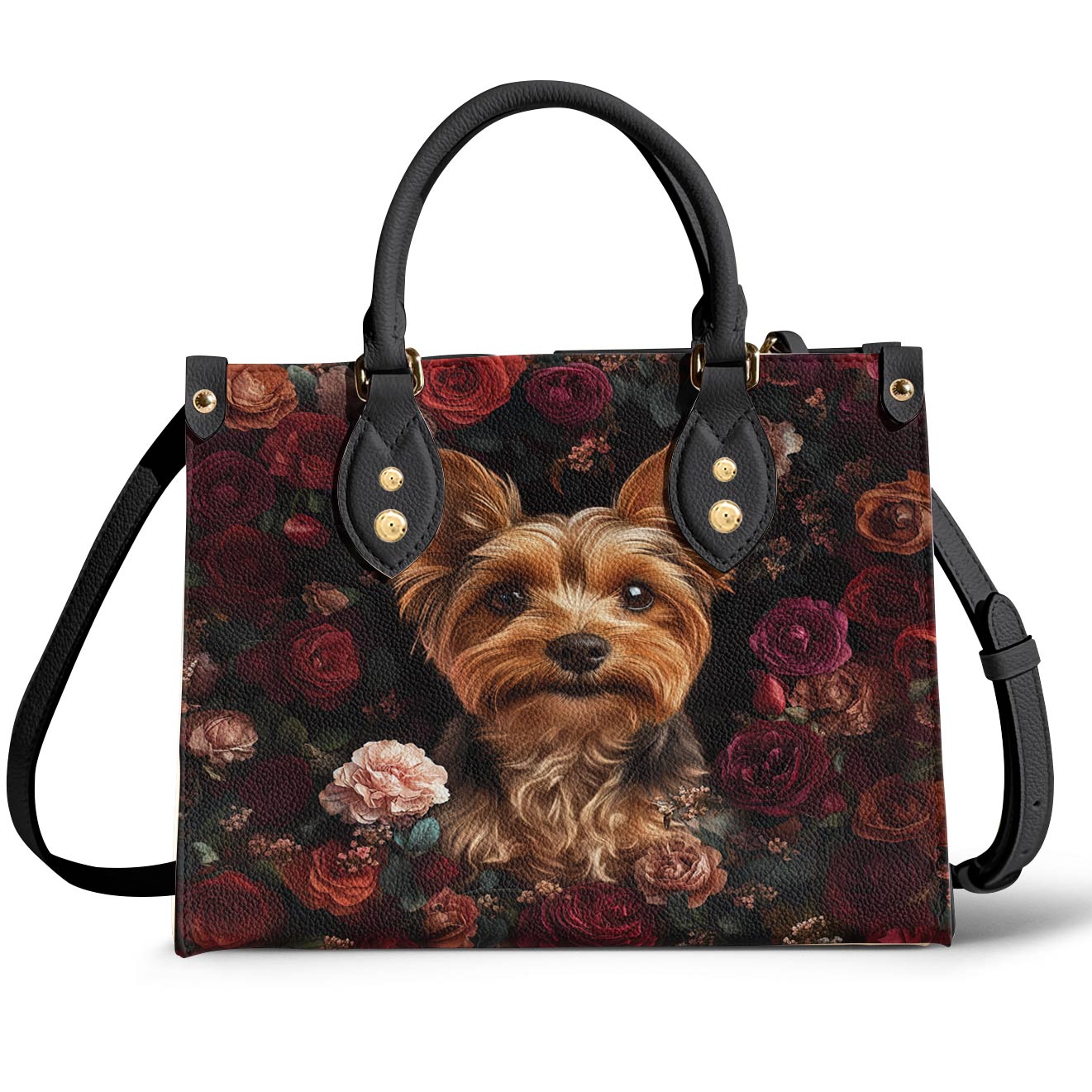 Yorkie Leather Bag Rosey Yorkie Charm