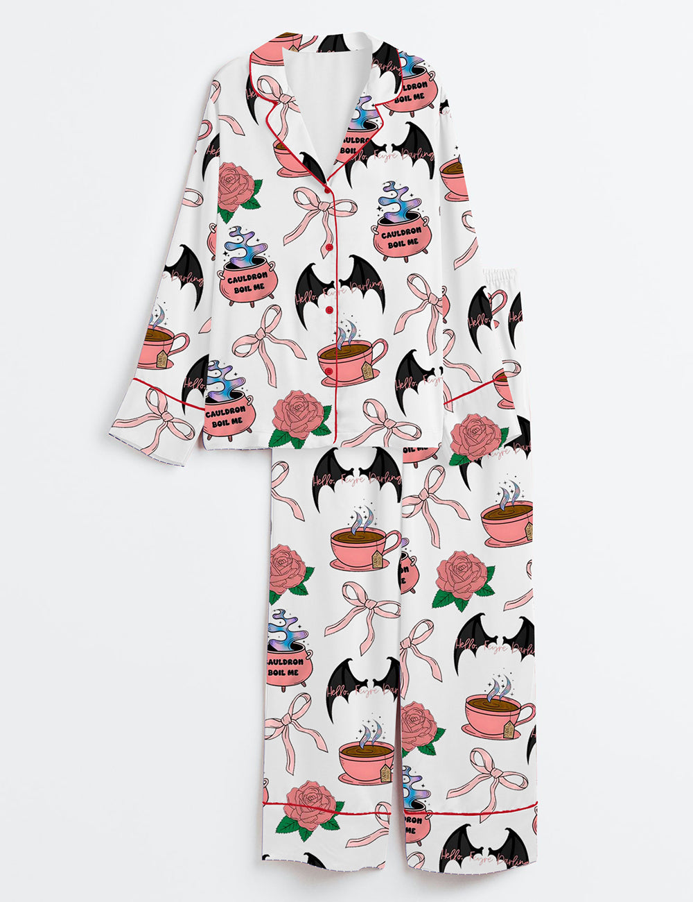 Women's Coquette Acotar Long Sleeve Satin Pajama Set