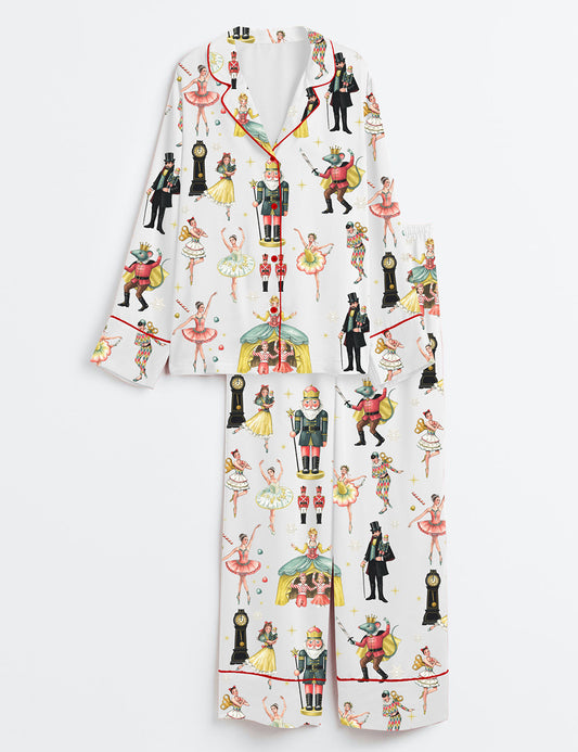 Women’s Nutcracker Ballet Christmas Long Sleeve Satin Pajama Set