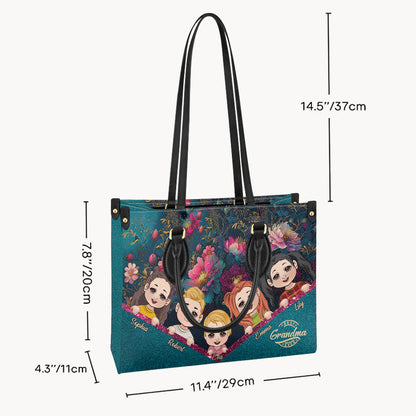 Best Grandma Mom Ever - Personalized Grandma Leather Handbag