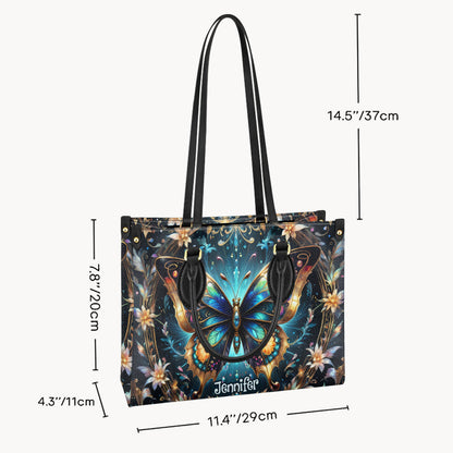 Stunning Gold Metallic Butterfly - Personalized Butterfly Leather Handbag