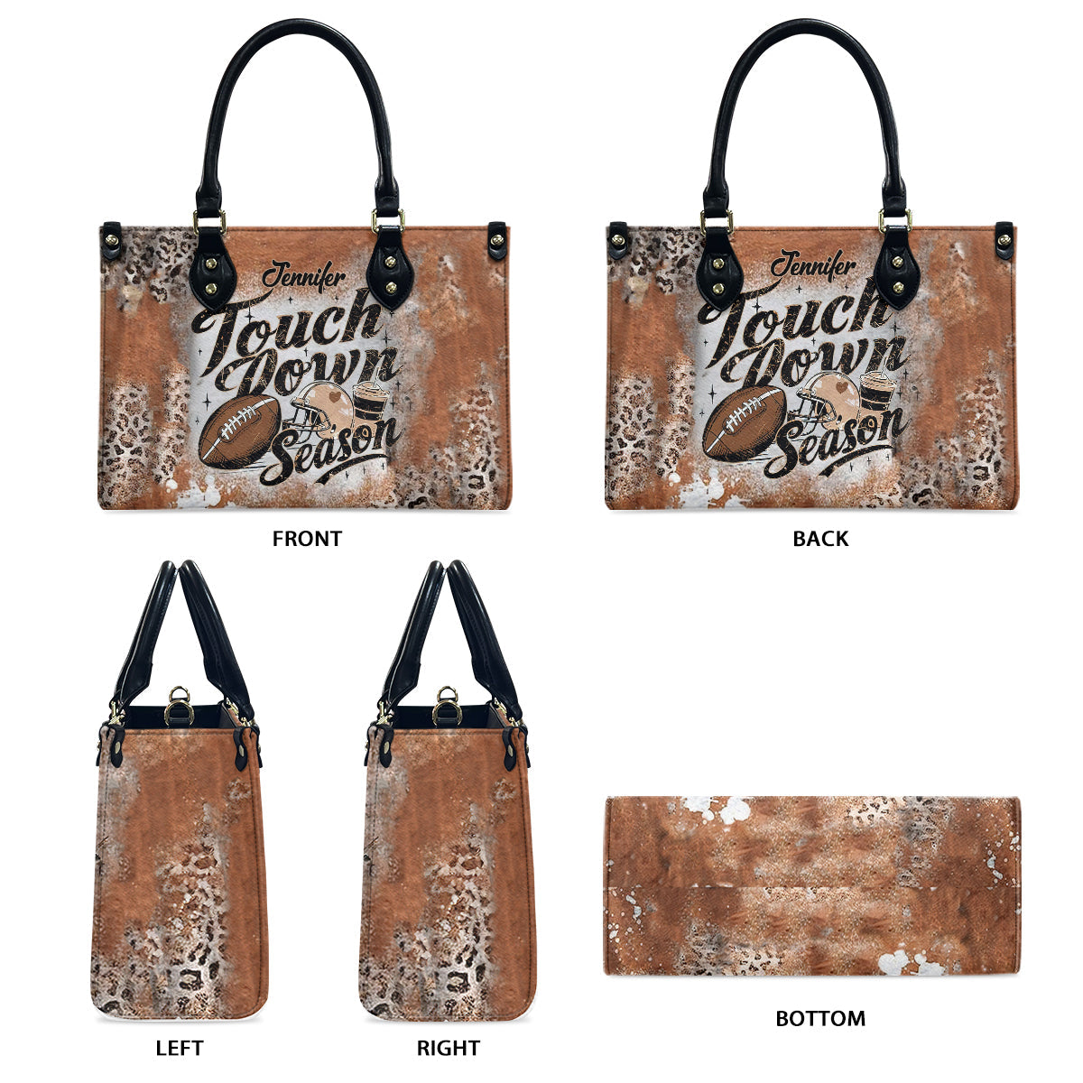 Touch Down Season - Personalized Football Leather Handbag
