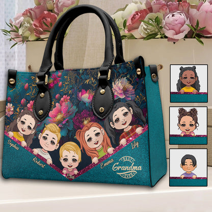 Best Grandma Mom Ever - Personalized Grandma Leather Handbag