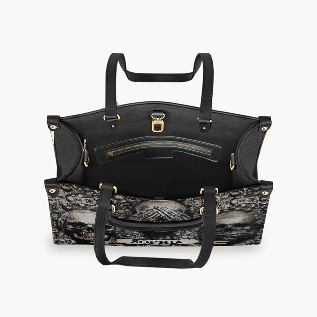 Three Wise Skulls - Personalized Skull Leather Handbag