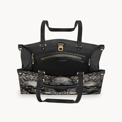 Three Wise Skulls - Personalized Skull Leather Handbag