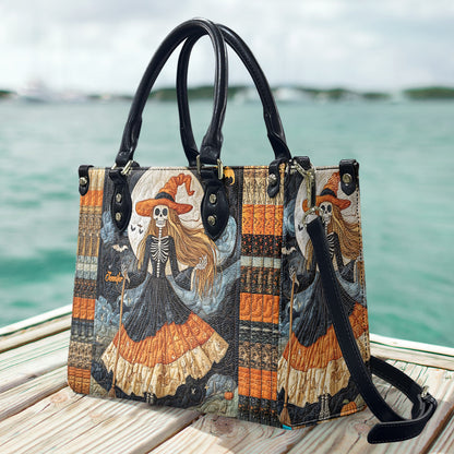 Beautiful Skull Witch - Personalized Witch Leather Handbag