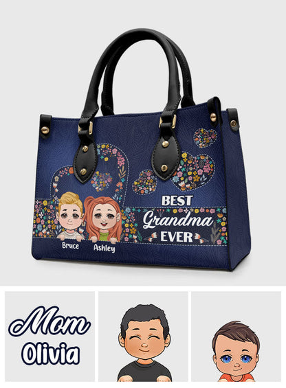 Best Grandma Mom Ever - Personalized Grandma Leather Handbag