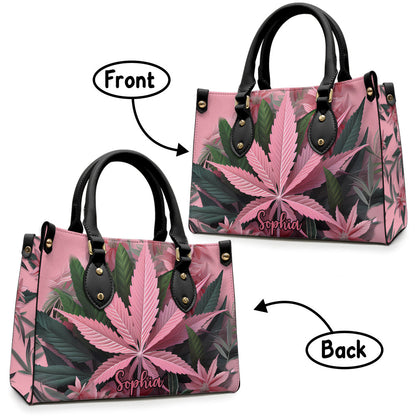 Pink Stoner Chick - Personalized Weed Leather Handbag