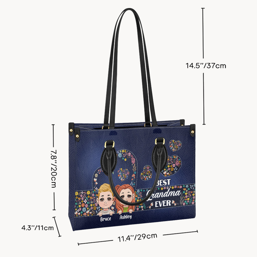 Best Grandma Mom Ever - Personalized Grandma Leather Handbag