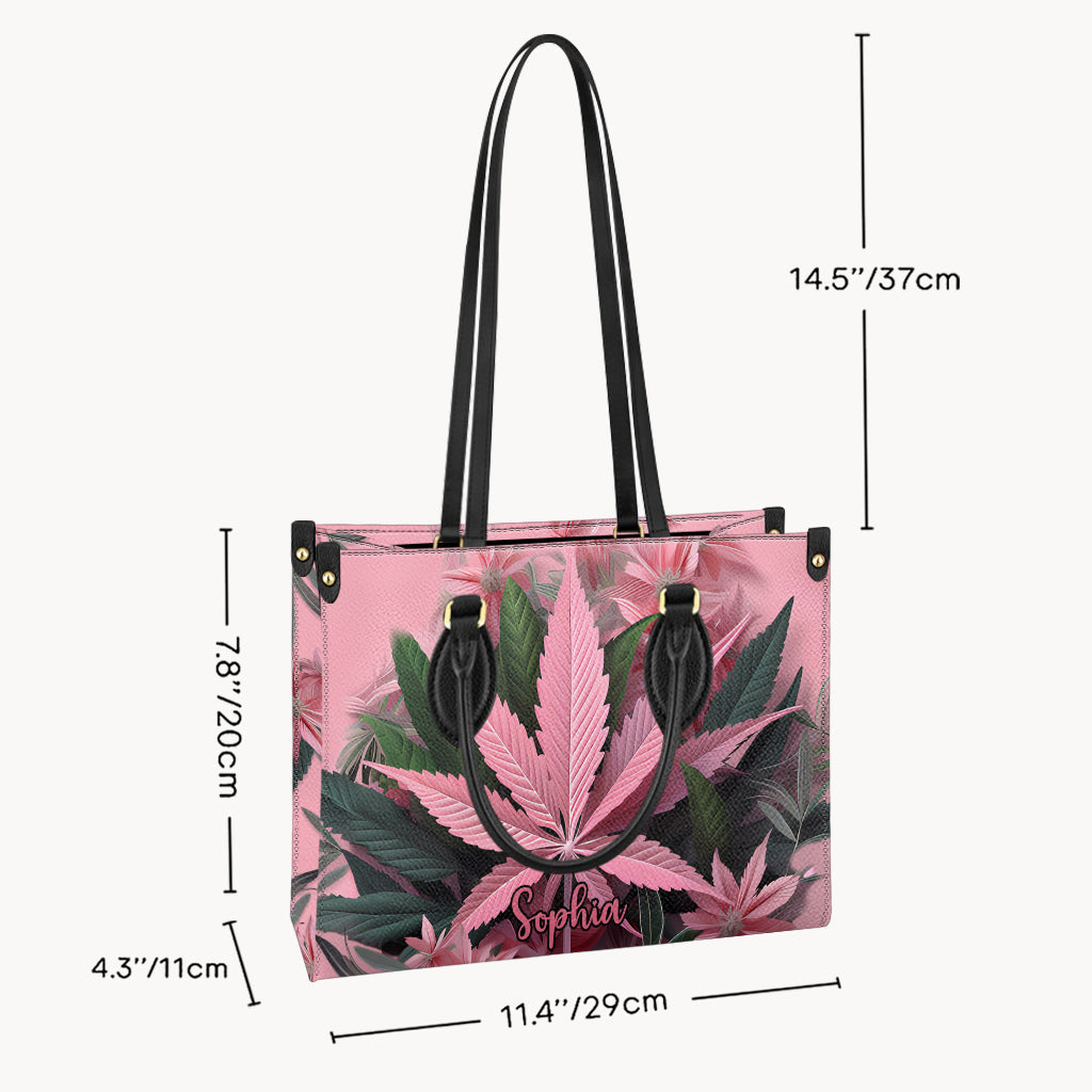 Pink Stoner Chick - Personalized Weed Leather Handbag