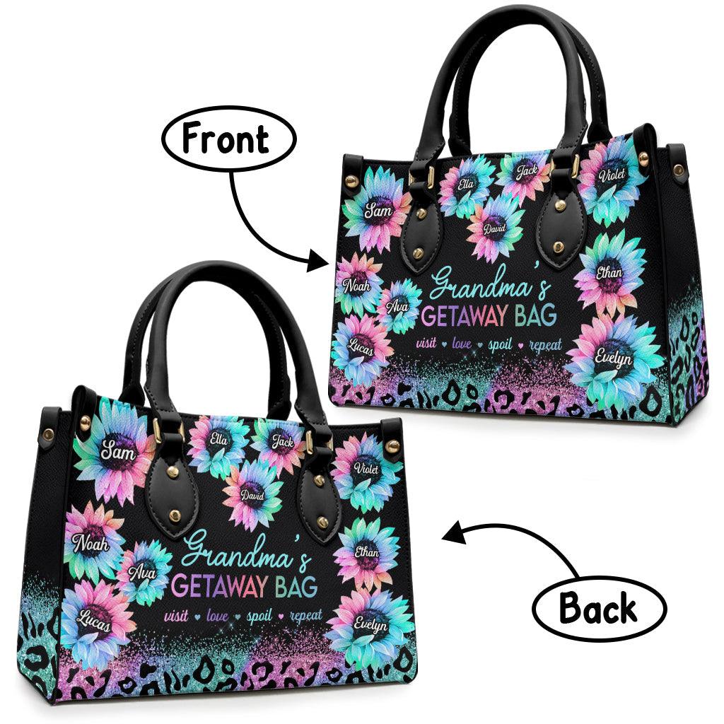 Grandma's Getaway Bag - Personalized Grandma Leather Handbag