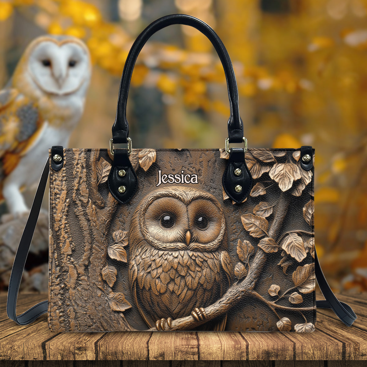 Stunning Owl - Personalized Owl Leather Handbag