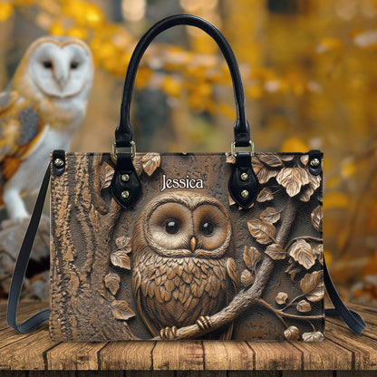 Stunning Owl - Personalized Owl Leather Handbag