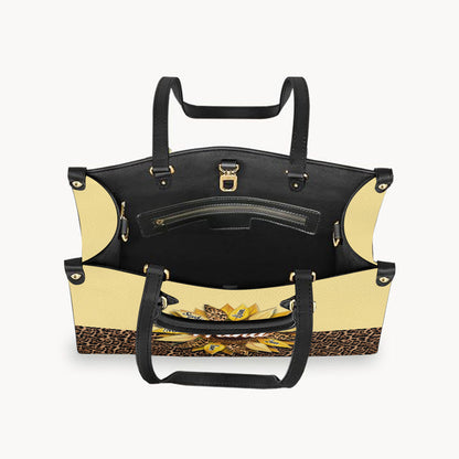 Nana Mom Auntie Family Sunflower - Personalized Grandma Leather Handbag