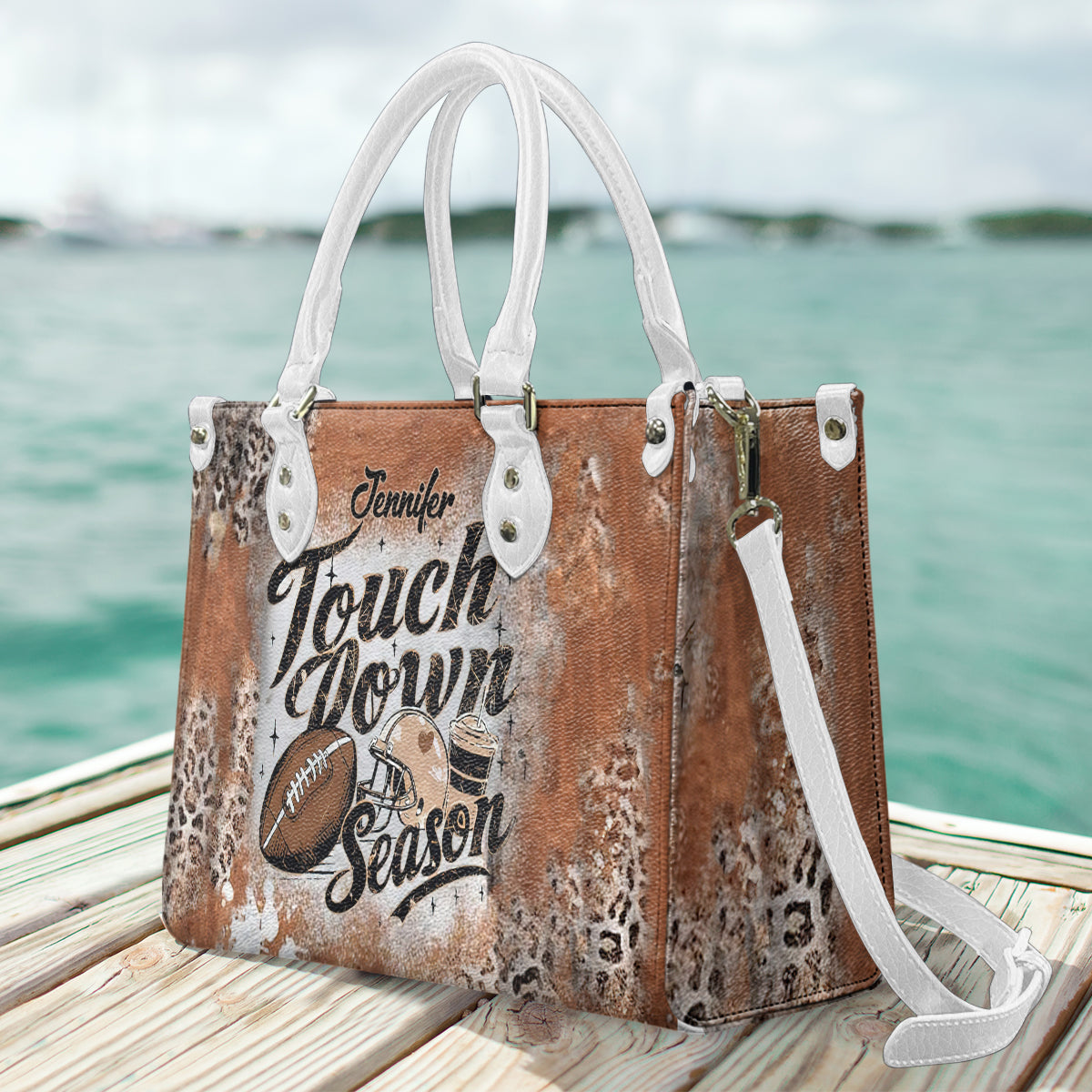 Touch Down Season - Personalized Football Leather Handbag