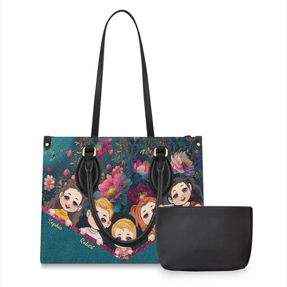 Best Grandma Mom Ever - Personalized Grandma Leather Handbag