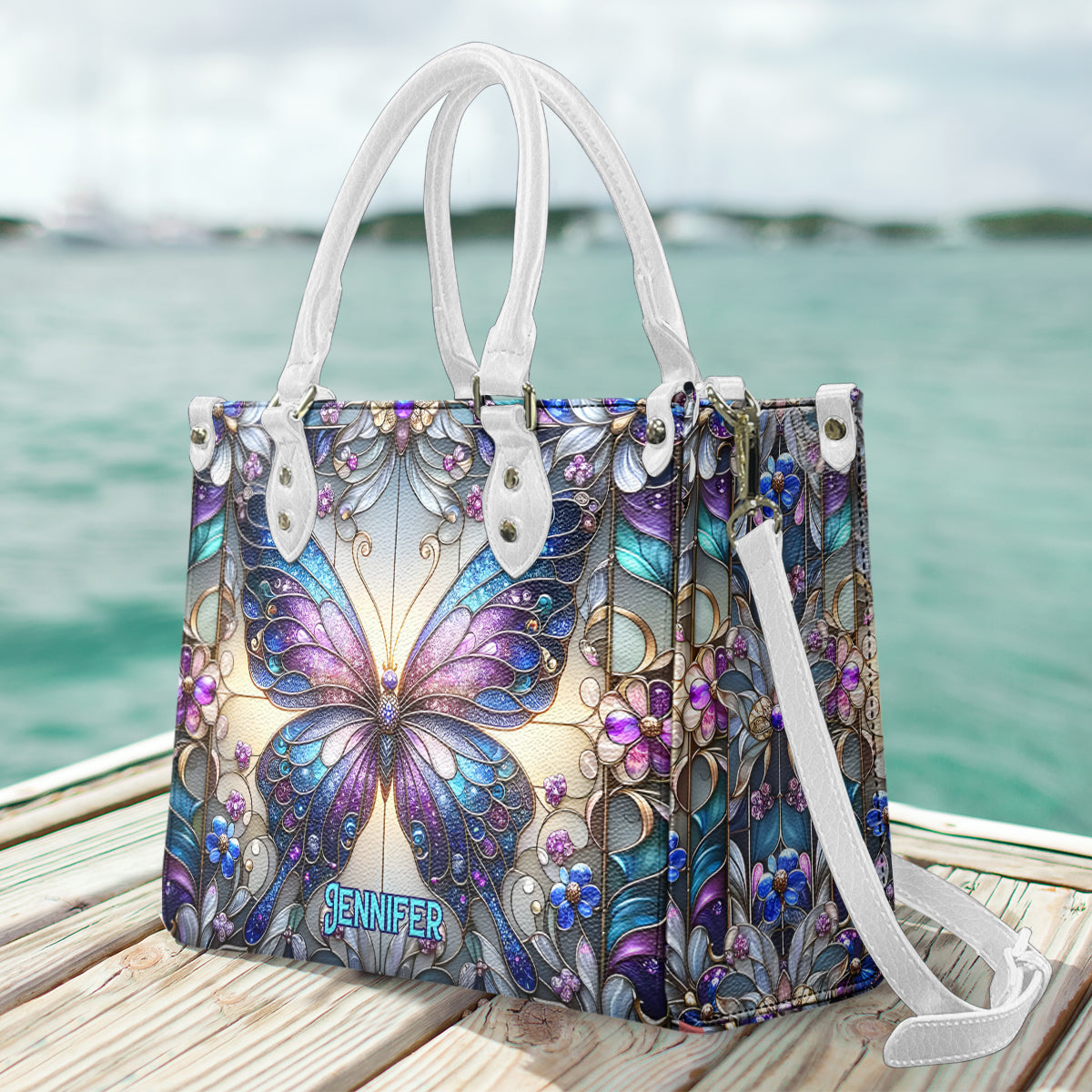 Beautiful Butterfly - Personalized Butterfly Leather Handbag