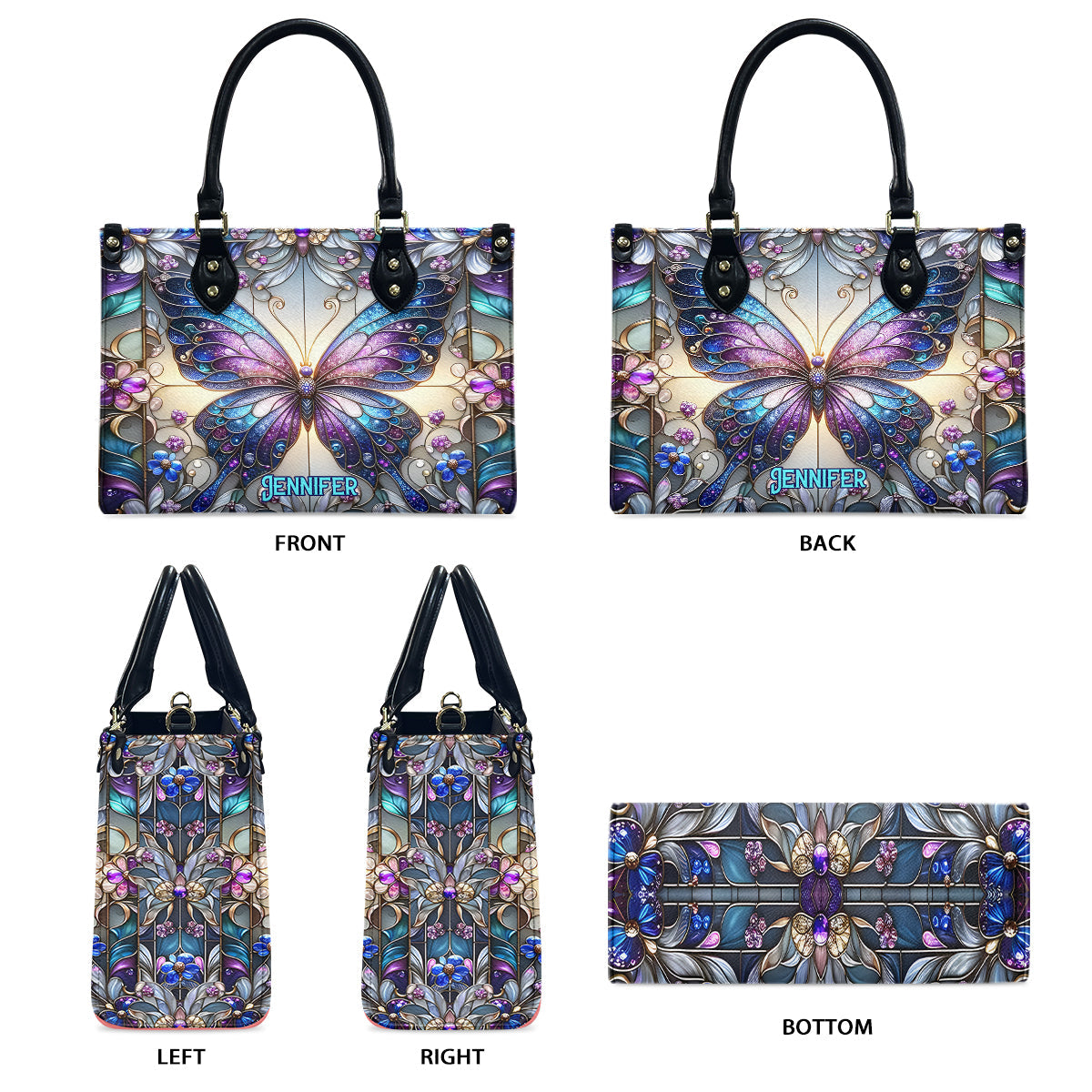 Beautiful Butterfly - Personalized Butterfly Leather Handbag
