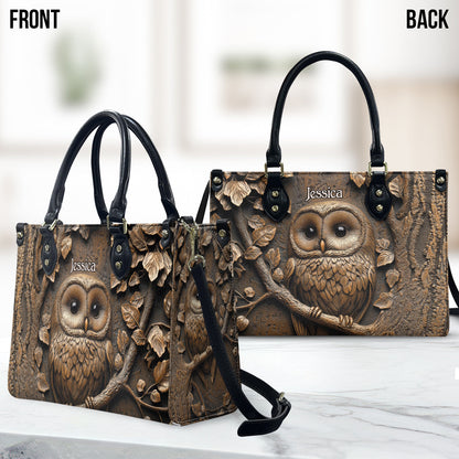 Stunning Owl - Personalized Owl Leather Handbag