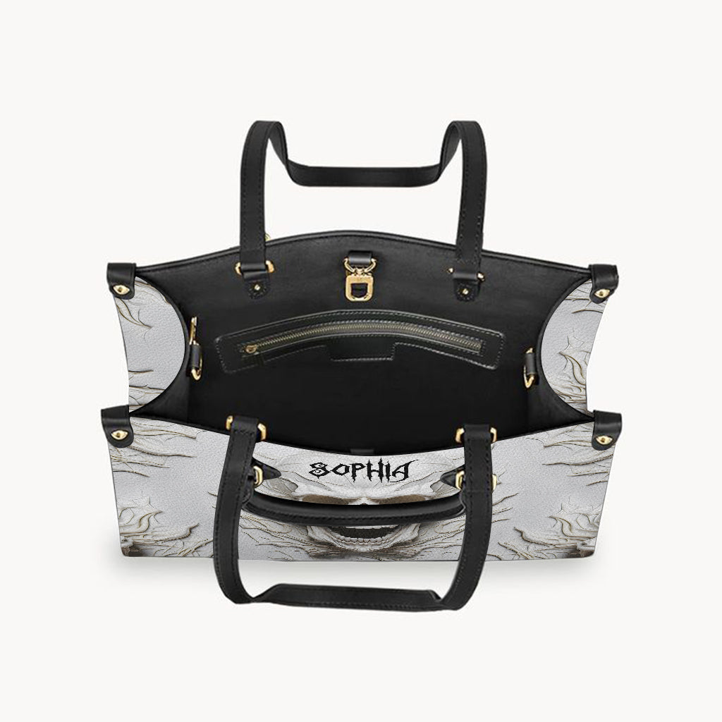 Beautiful White Skeleton - Personalized Skull Leather Handbag