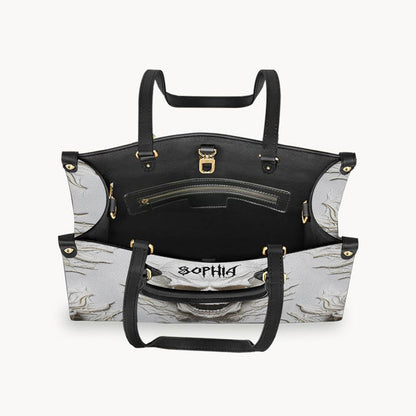 Beautiful White Skeleton - Personalized Skull Leather Handbag