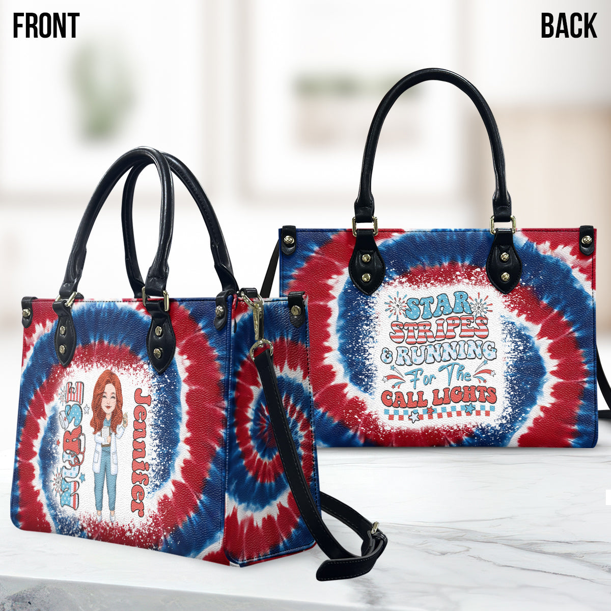 Nurse Life 4th Of July - Personalized Nurse Leather Handbag