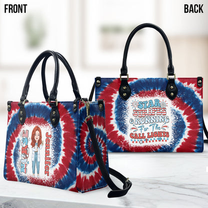 Nurse Life 4th Of July - Personalized Nurse Leather Handbag