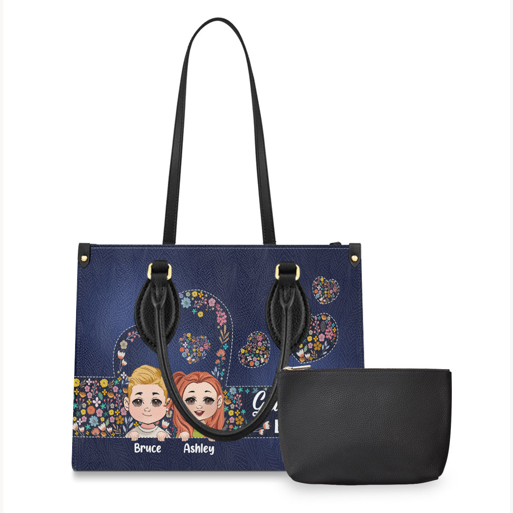 Best Grandma Mom Ever - Personalized Grandma Leather Handbag