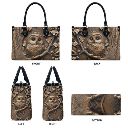 Stunning Owl - Personalized Owl Leather Handbag