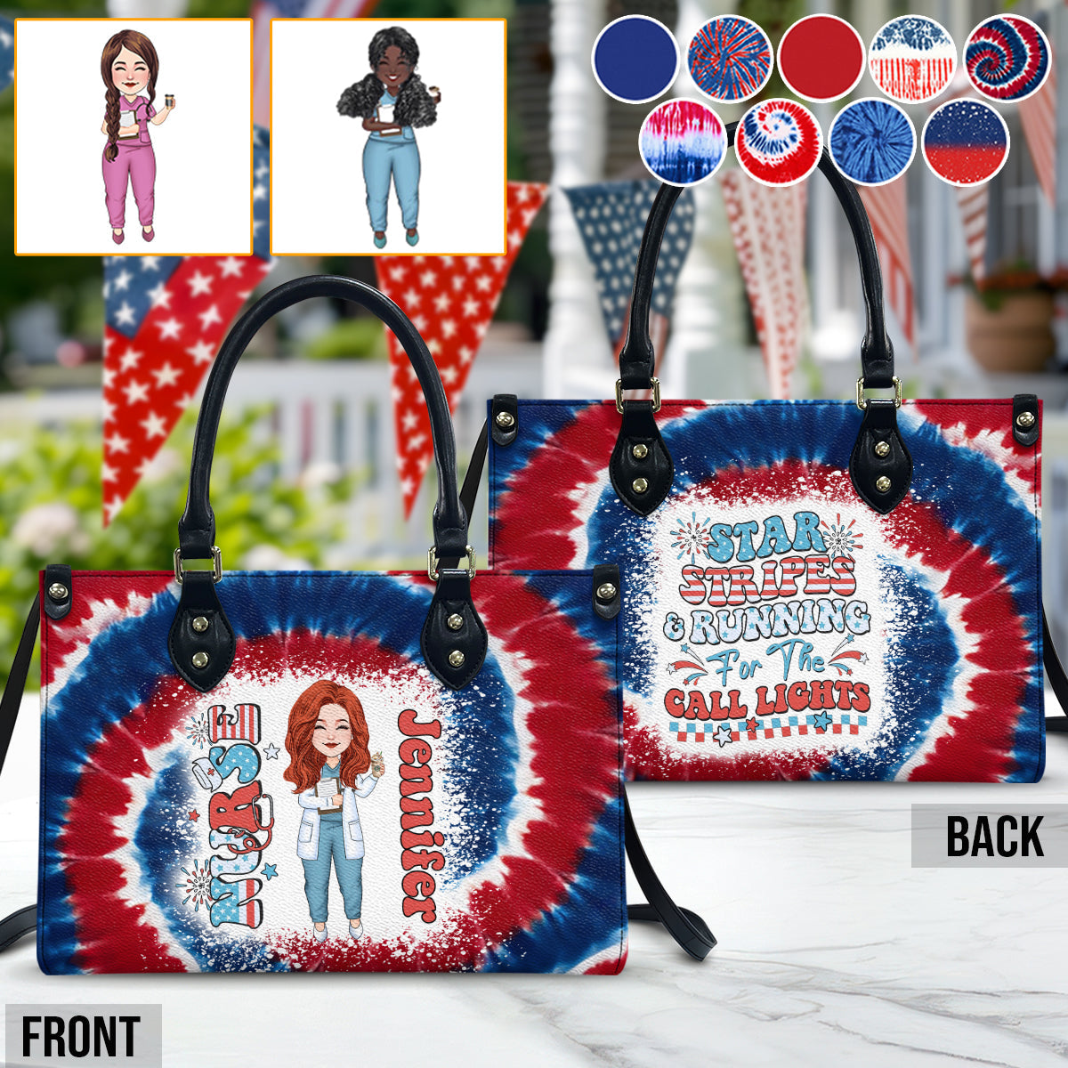 Nurse Life 4th Of July - Personalized Nurse Leather Handbag