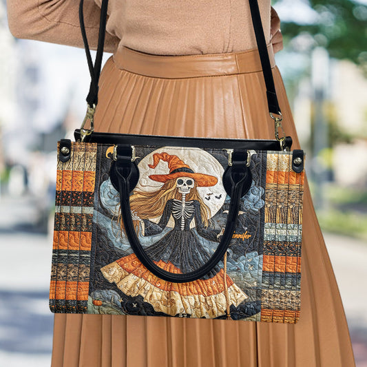Beautiful Skull Witch - Personalized Witch Leather Handbag