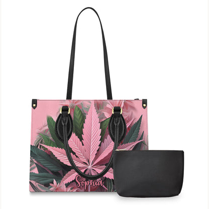 Pink Stoner Chick - Personalized Weed Leather Handbag
