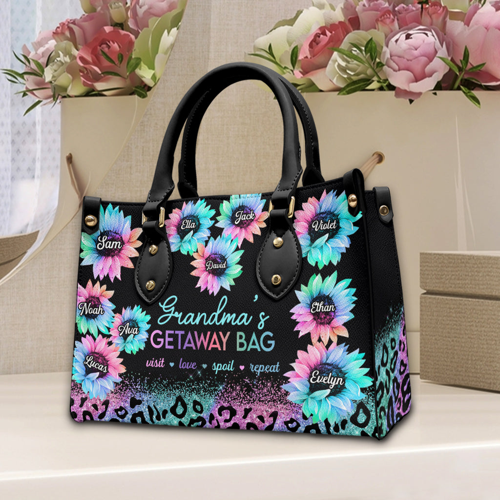 Grandma's Getaway Bag - Personalized Grandma Leather Handbag