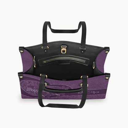 Dog Mom Cat Mom Heart And Paws - Personalized Dog Leather Handbag