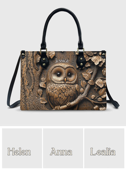 Stunning Owl - Personalized Owl Leather Handbag